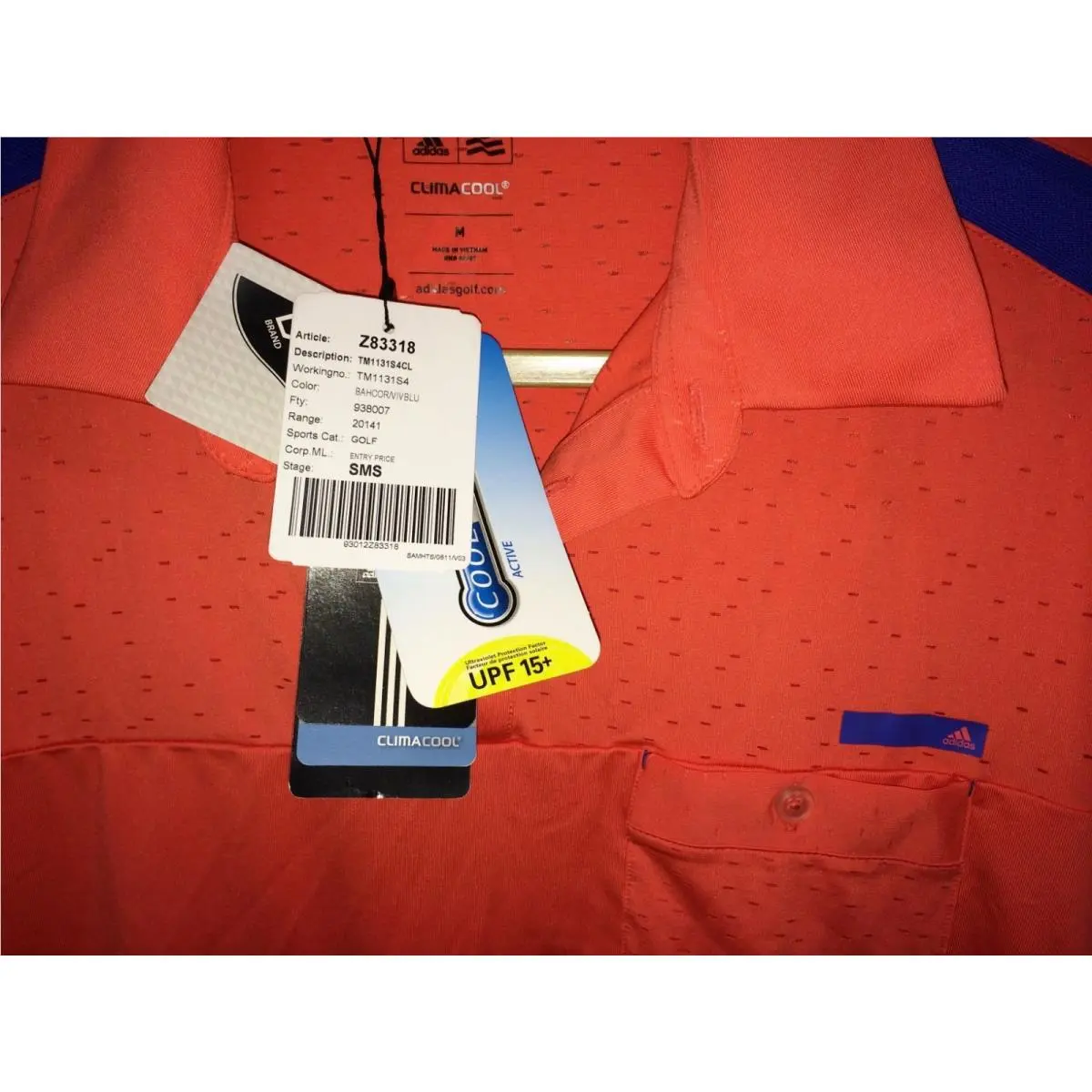 Adidas clothing - ADIDAS GOLF Tour Climacool S/S Polo Shirt - B84568 - Orange 8