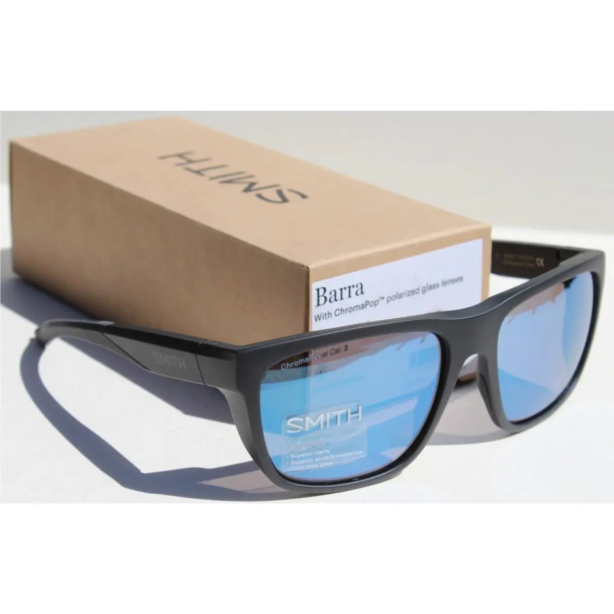 Barra Polarized Sunglasses Matte Black/blue Mirror Glass by Smith Optics