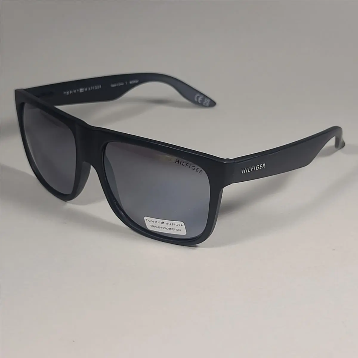 Tanner MP OM302 Square Sunglasses Matte Black Silver Mirror by Tommy Hilfiger