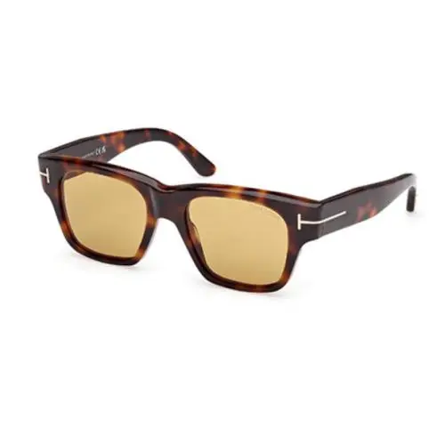 Tom Ford FT1280 Caine-02 53E Blonde Havana/yellow-brown Square Men`s Sunglasses