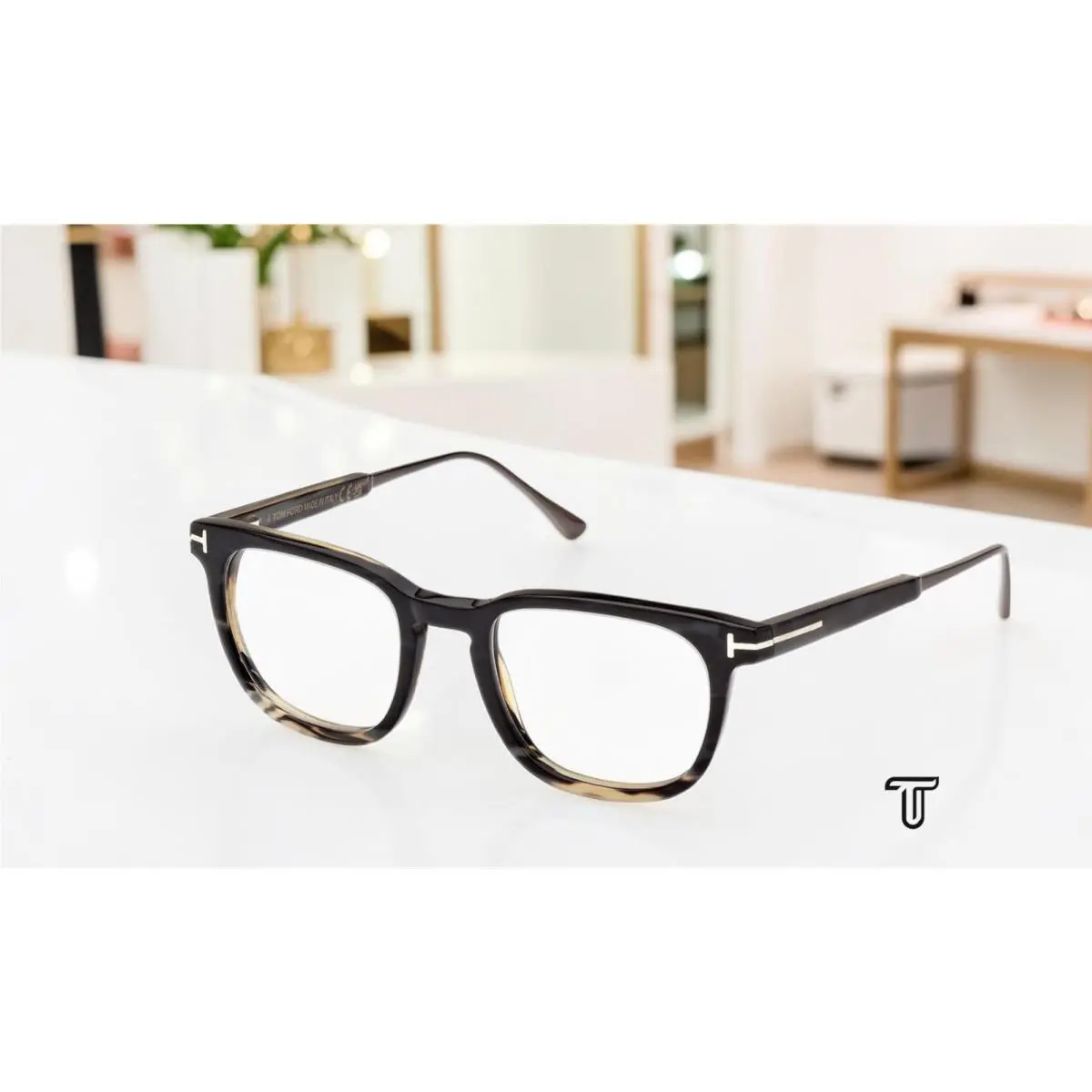 Tom Ford FT5884 P 064 Horn Coloured Horn 49 mm Men`s Eyeglasses
