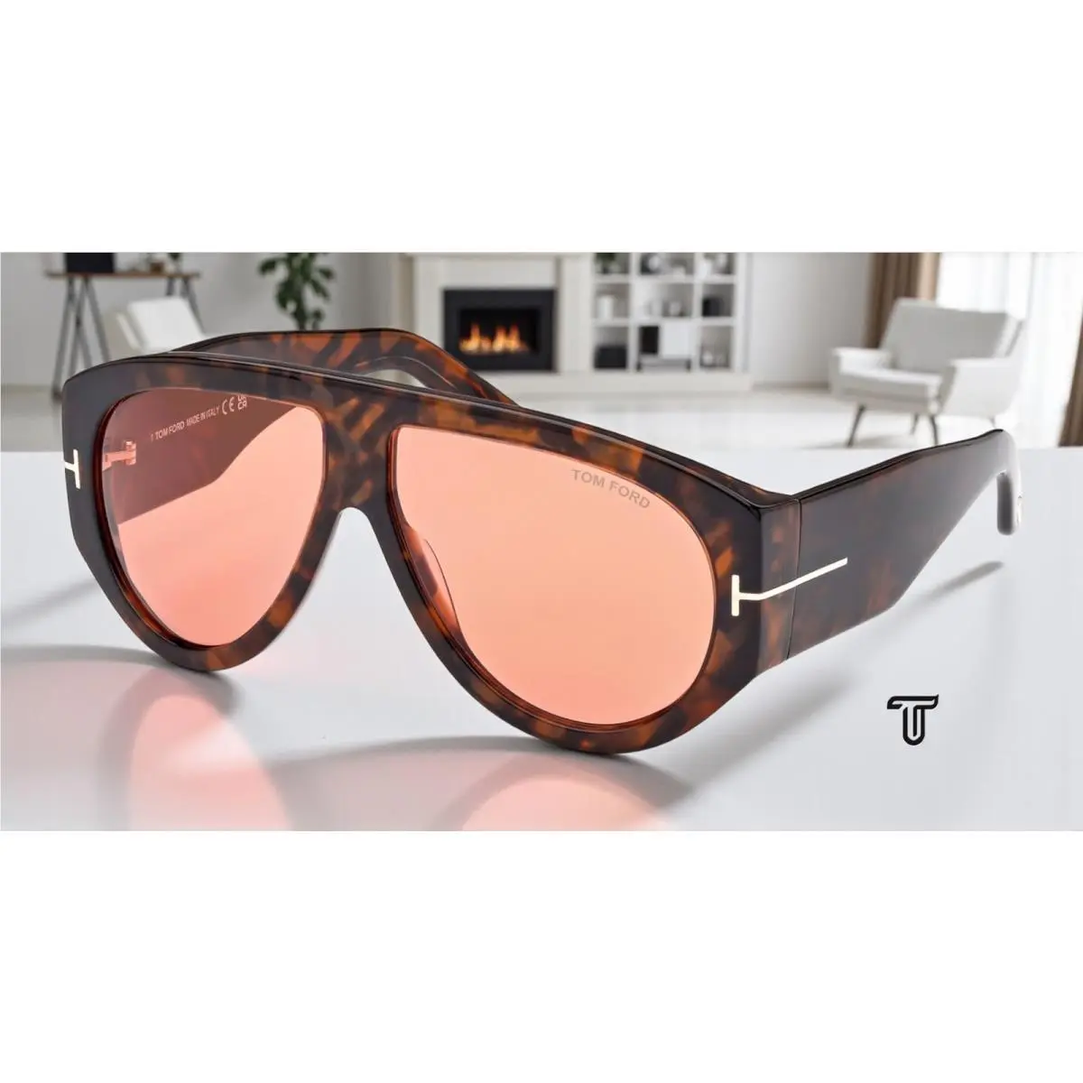 Bronson FT1044 52S Plastic Dark Havana Bordeaux 60 mm Men`s Sunglasses by Tom Ford
