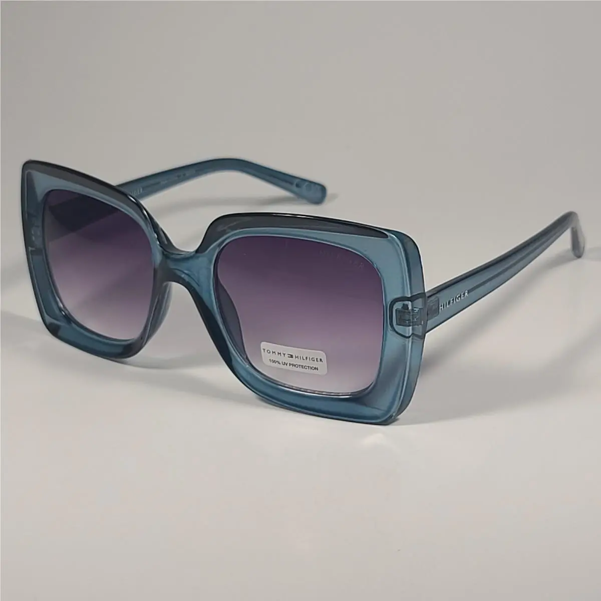 WP OL597 Oversized Square Sunglasses Blue Crystal Smoke Gradient by Tommy Hilfiger