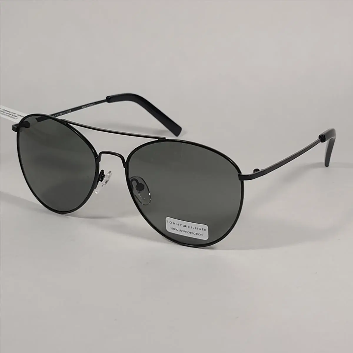 Tommy Hilfiger Reign MM OM508 Small Aviator Sunglasses Black Frame Green Lens