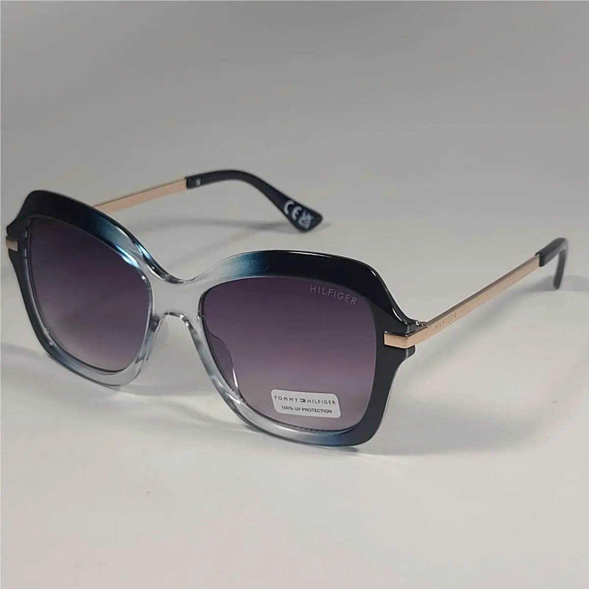 WP OL599 Oversized Sunglasses Blue Crystal Gold Smoke Gradient by Tommy Hilfiger