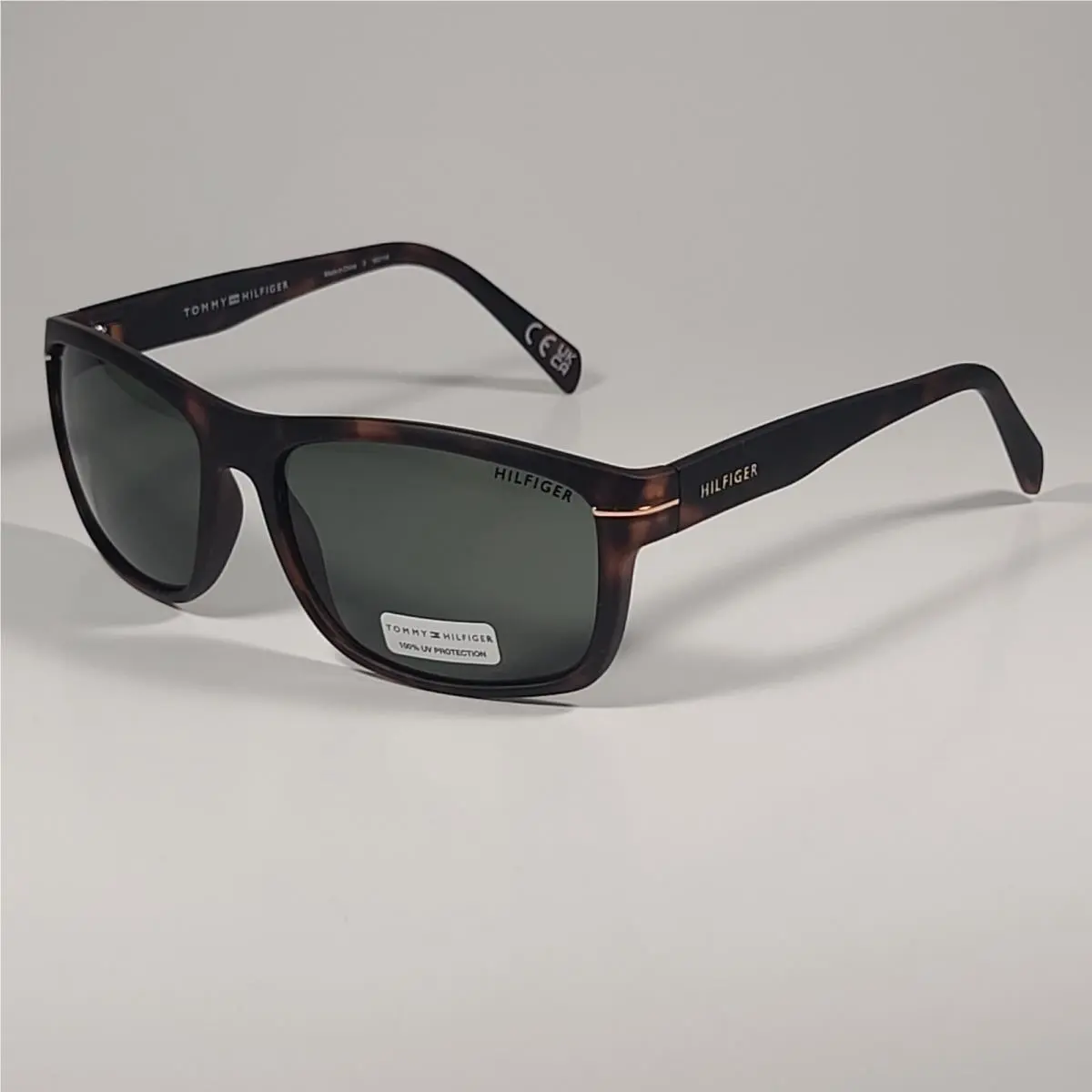 MP OM639 Rectangular Sunglasses Matte Tortoise Frame Green Lens by Tommy Hilfiger