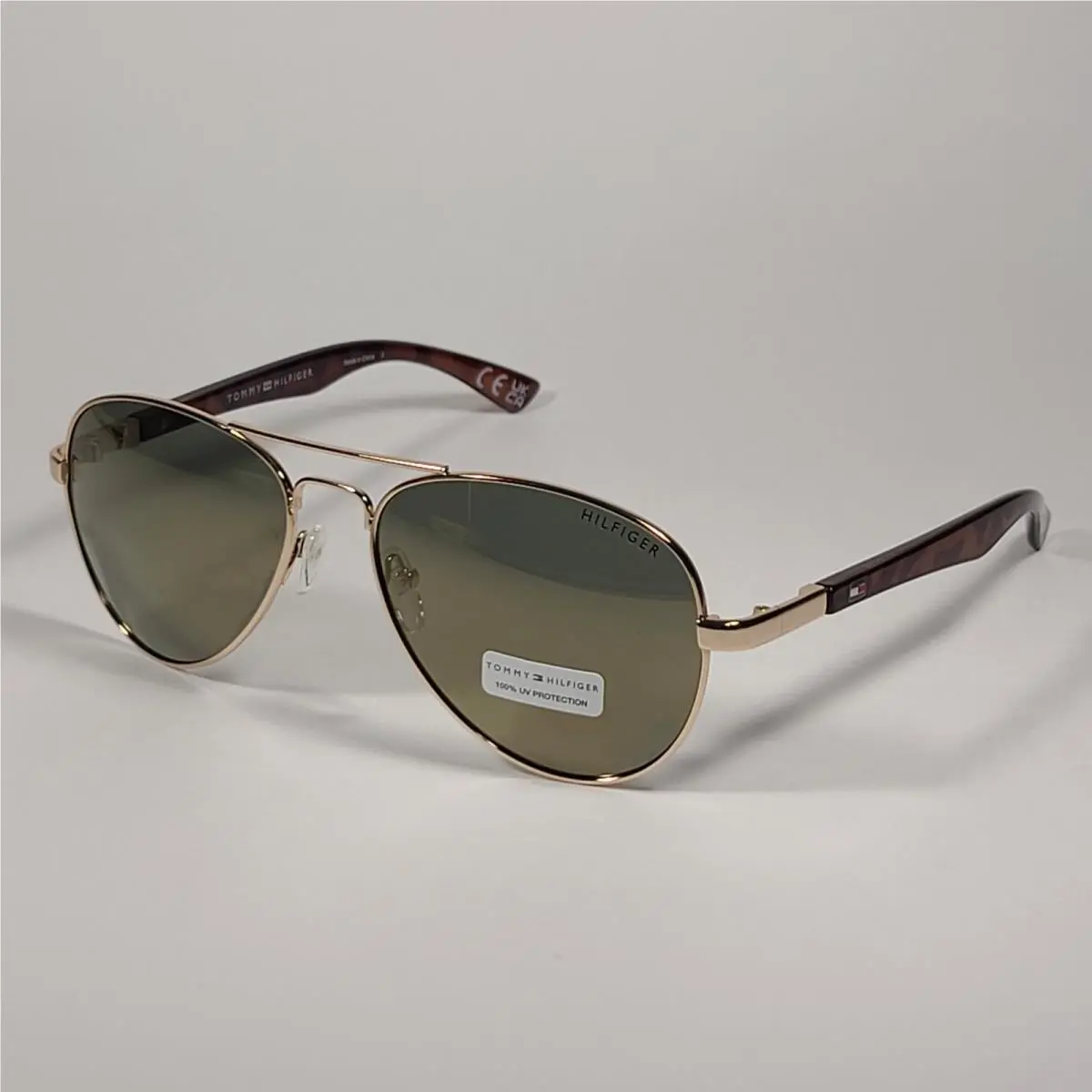 Benjamin Aviator Sunglasses Brown Tortoise Frame Gold Mirror Lens by Tommy Hilfiger
