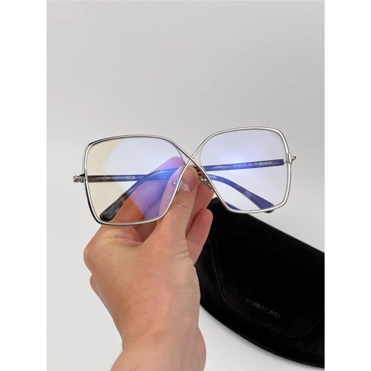 Tom Ford Women Eyeglasses Shiny Palladium Butterfly FT5841-B 016