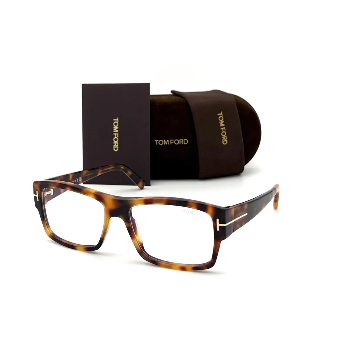 Tom Ford FT5941-B Blonde Havana / Clear Blue Block 56mm Eyeglasses TF5941