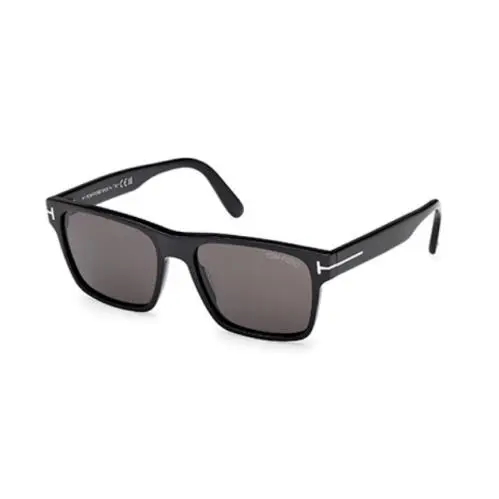 FT1205 Calder 01A Shiny Black/ Smoke Square Men`s Sunglasses by Tom Ford