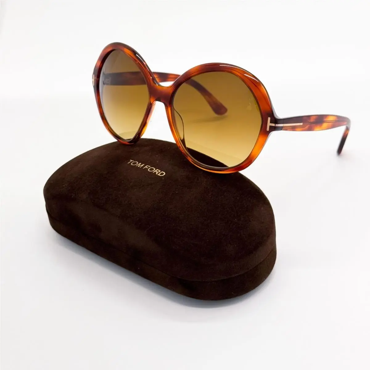 Tom Ford Annabelle-02 TF1282 54F Round Women Havana Sunglasses FT1282 54F