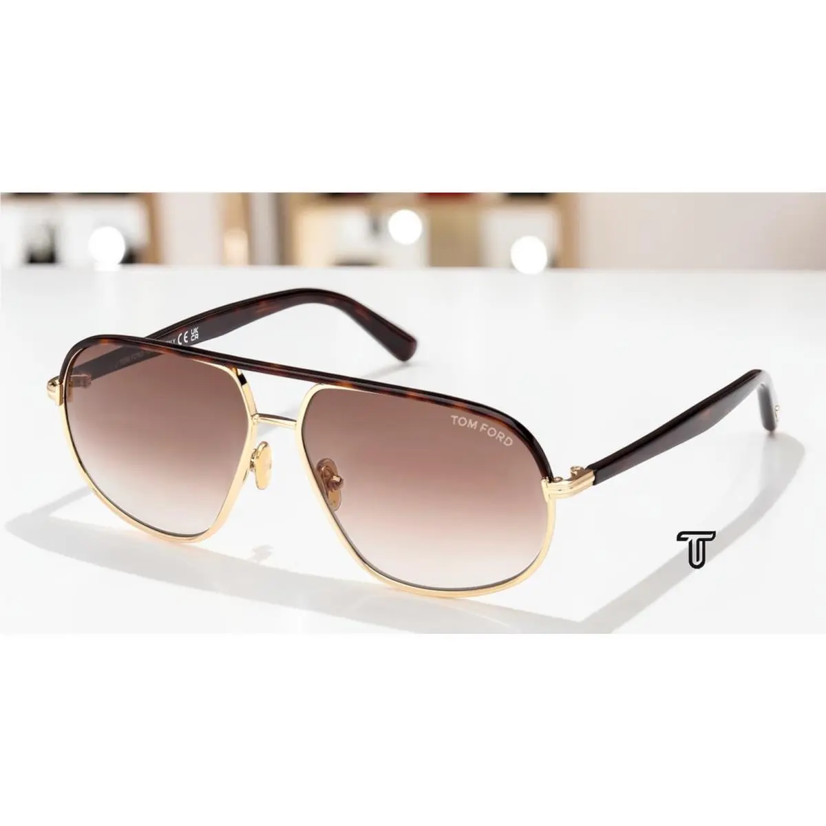 Maxwell FT1019 30F Metal Gold Gradient Brown 59 mm Men`s Sunglasses by Tom Ford
