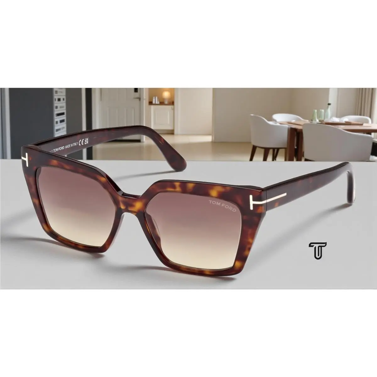 Winona FT1030 52F Dark Havana Gradient Brown 53 mm Women`s Sunglasses by Tom Ford