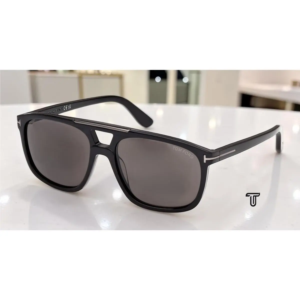 Tom Ford FT1338 N 01A Acetate Shiny Black Smoke 58 mm Unisex Sunglasses