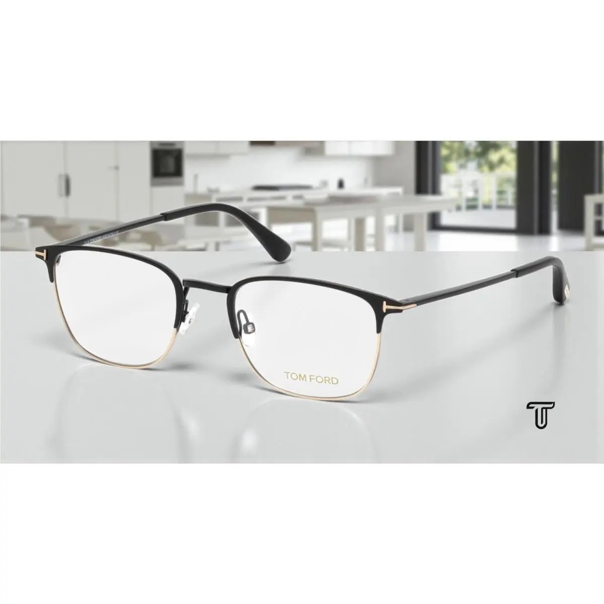 Tom Ford FT5453 002 Matte Black Clear Lens Metal 52 mm Men`s Eyeglasses
