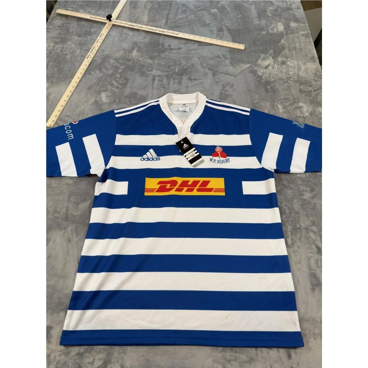 Adidas WP Rugby Dhl Vodacom Striped Jersey Shirt Men`s Xxl Blue White