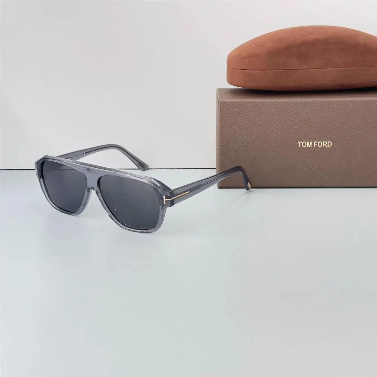 TF908 Transparent Gray Frame Gray Lens Sunglasses w/ Box by Tom Ford