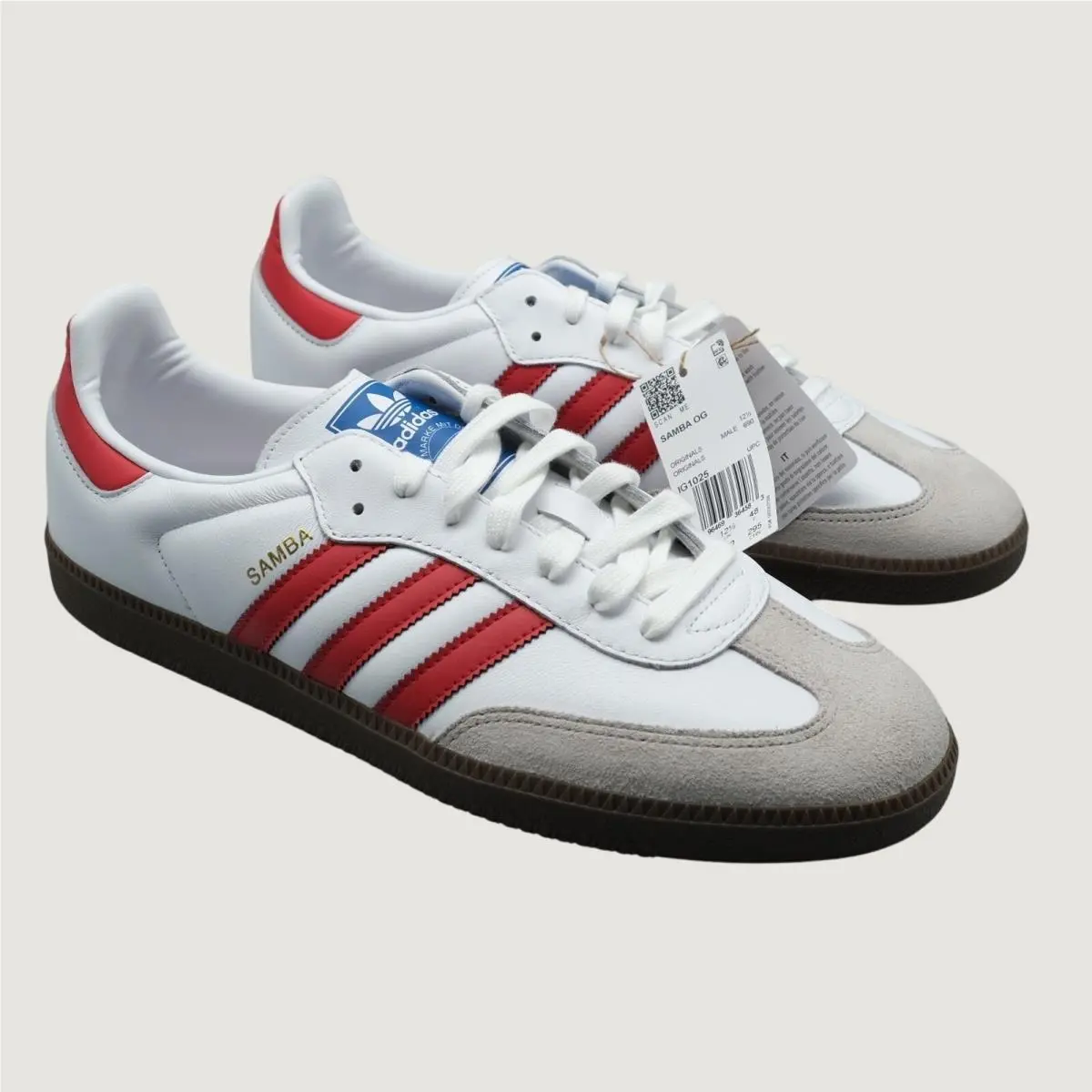 Adidas Samba OG Men`s Size 13 White Red Gum Sneakers