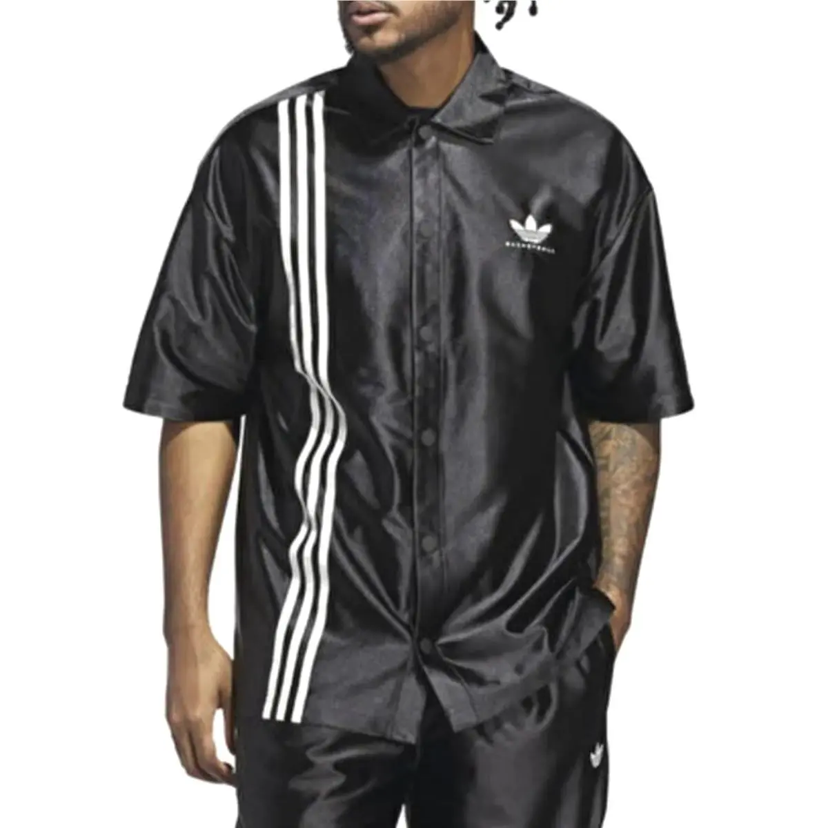 Men’s 2XL Basketball Summer Shooting Top Black Button Snap Black JM9951 by Adidas