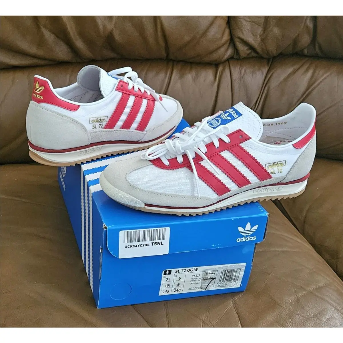 Women`s  SL72 OG White Scarlet Red Gold Size 7.5 by Adidas