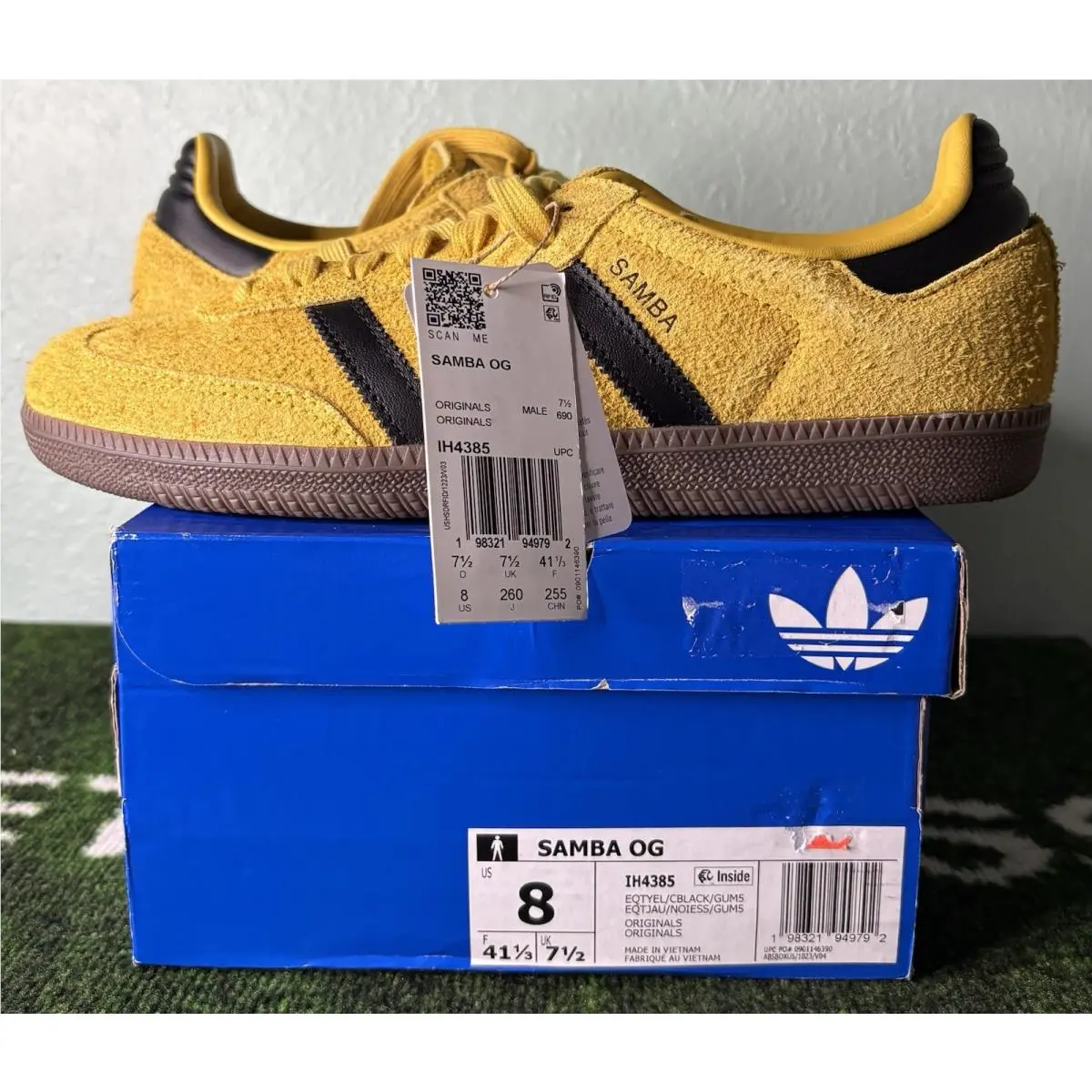 US Men`s 8/Women`s 9 - Adidas Samba OG Eqt Yellow Core Black Gum IH4385