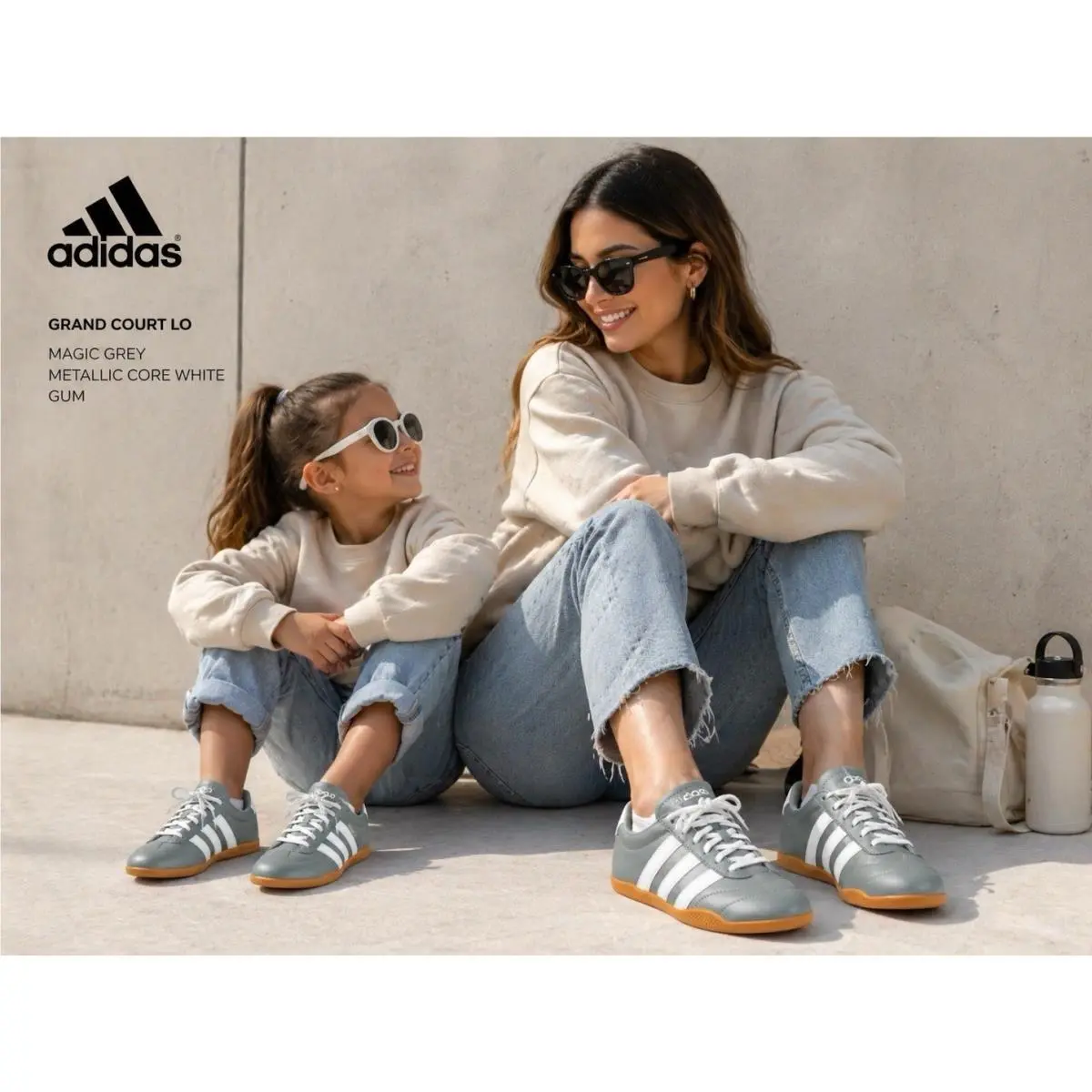 Adidas Grand Court Lo Magic Grey Metallic Core White Gum Rare 6 Women 4.5Y