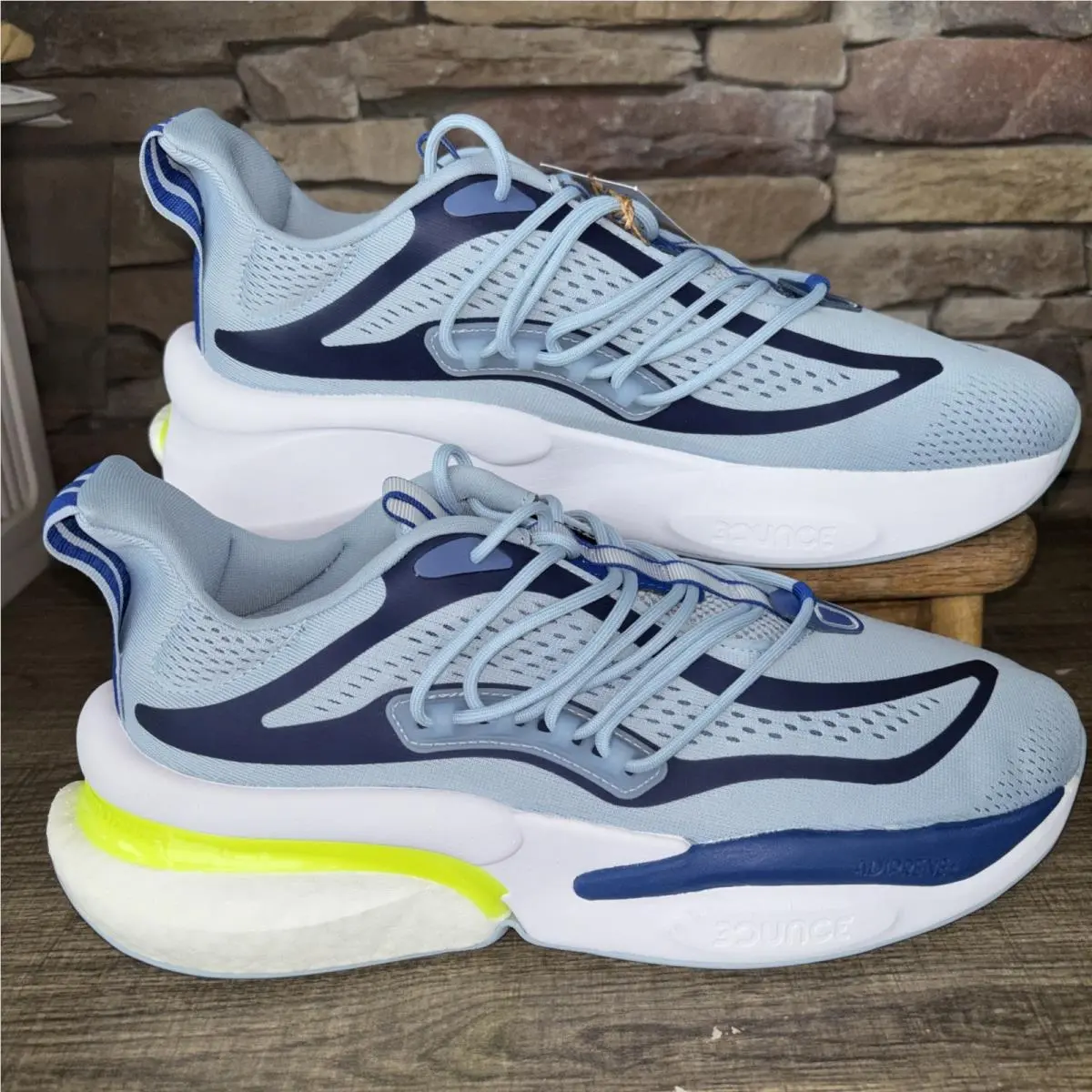 Alphaboost V1 Wonder Blue Lucid Lemon Sz 10.5 Brand Men’s Running Shoes by Adidas