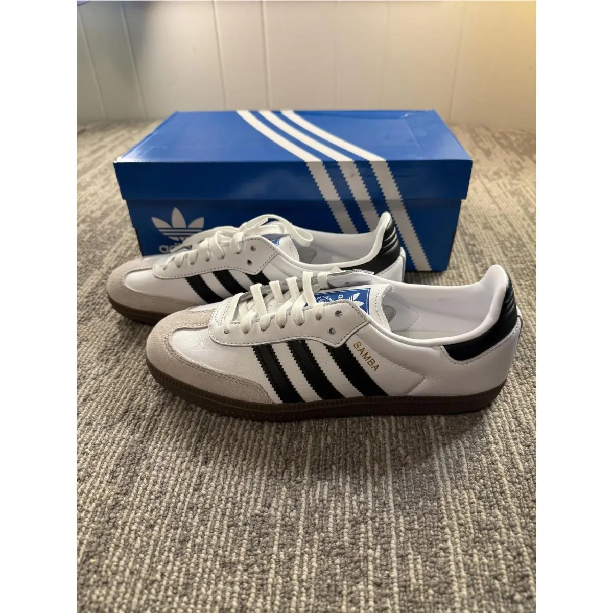 Adidas Samba OG J Shoes Youth Size 6.5 White Black Gum Soccer Sneakers IE3675