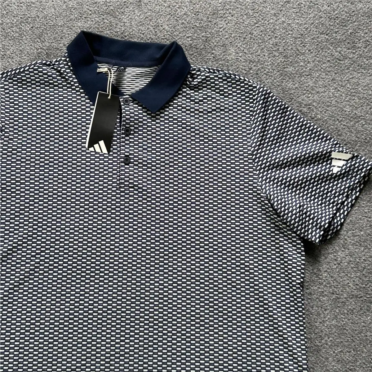 Adidas Btc Txr Polo Shirt Mens XL Blue Collegiate Navy Geometric Golf Print
