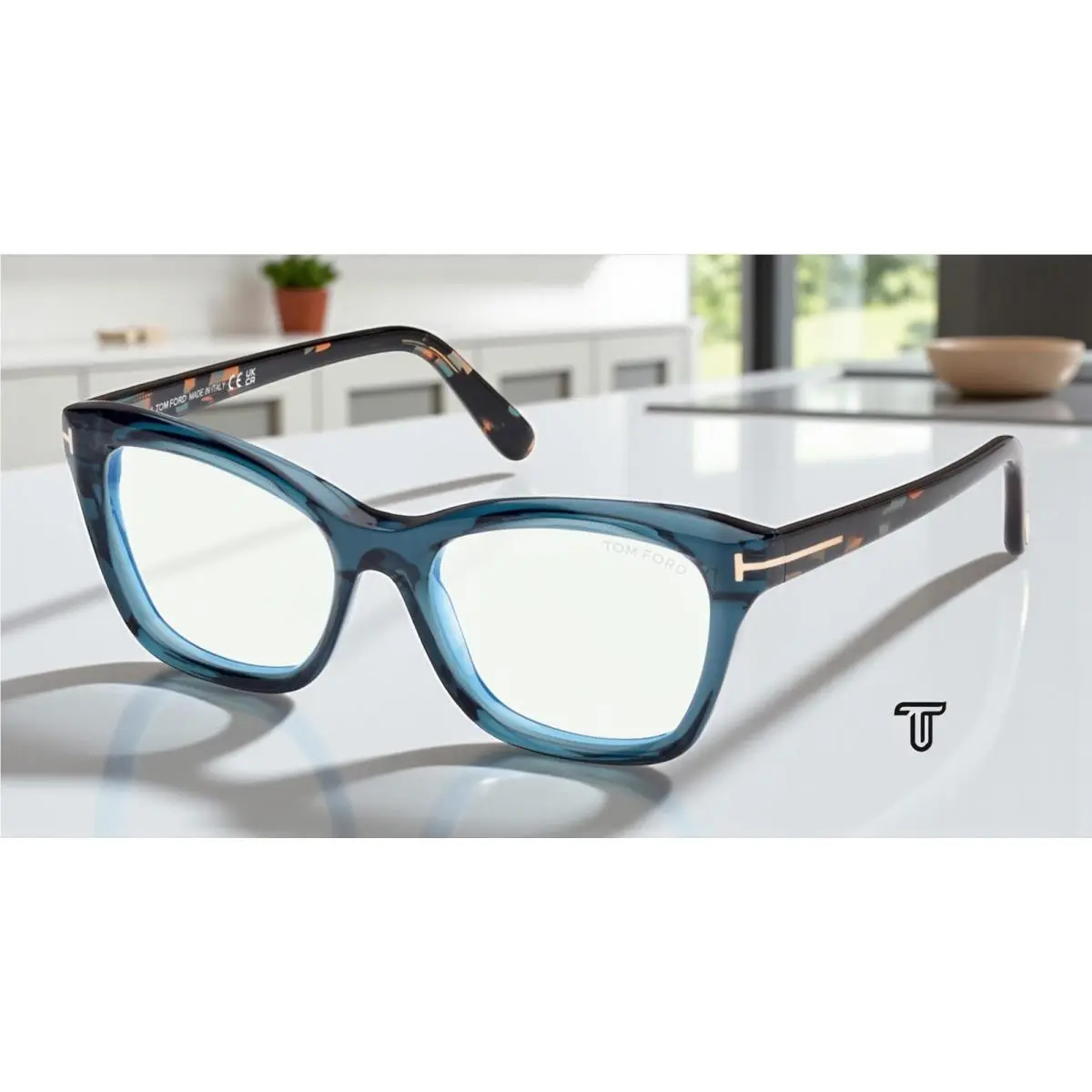 Tom Ford FT5909 B 092 Plastic Blue Other 53 mm Women`s Eyeglasses