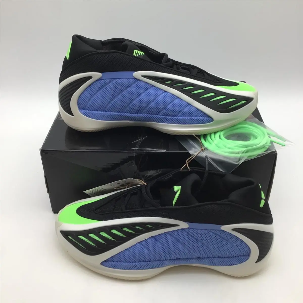 Anthony Edwards 2 Basketball Shoes Blue Fusion Lime JR4359 Men Size 9 by Adidas