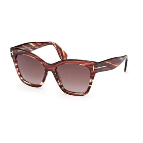 Tom Ford FT1217 Elvira 55T Coloured Havana/bordeaux Gradient Women`s Sunglasses