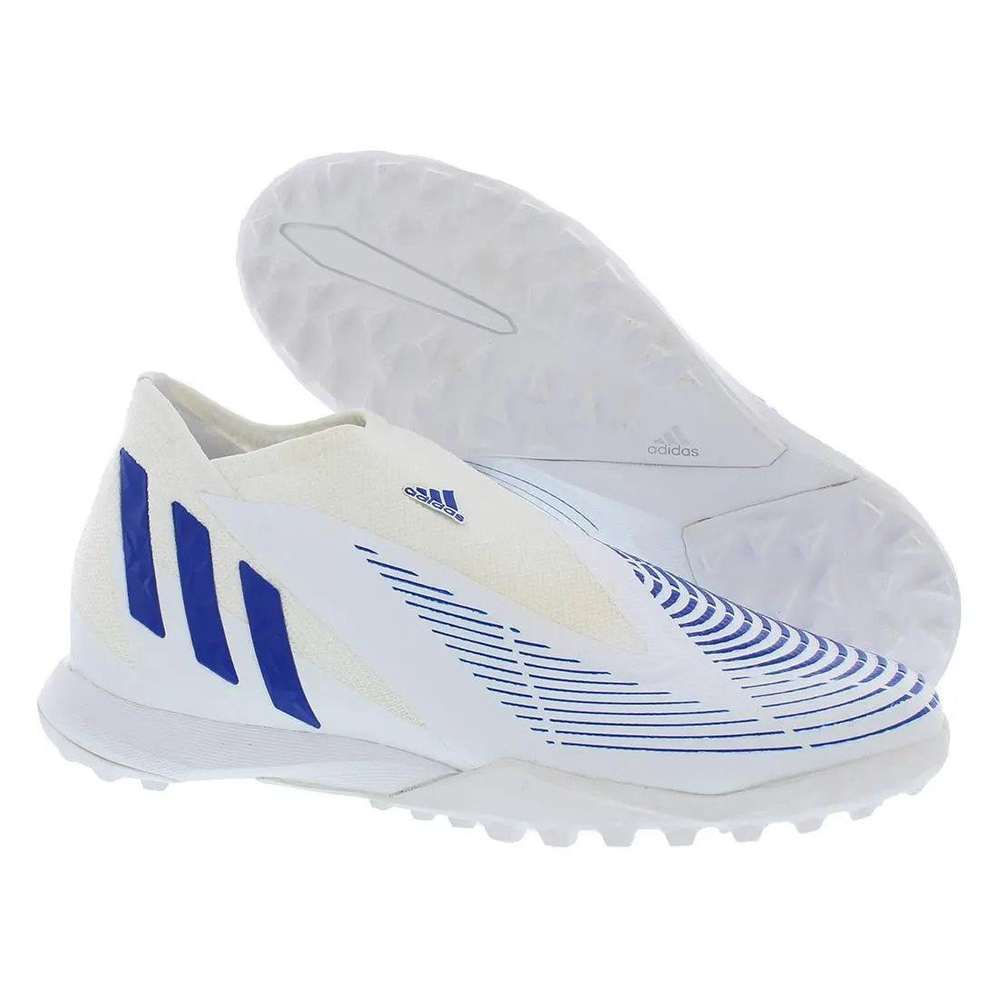 Adidas Predator Edge.3 Laceless TF Unisex Shoes Size 4.5 Color: Cloud - Cloud White/Hi-Res Blue/Cloud White, Main: White