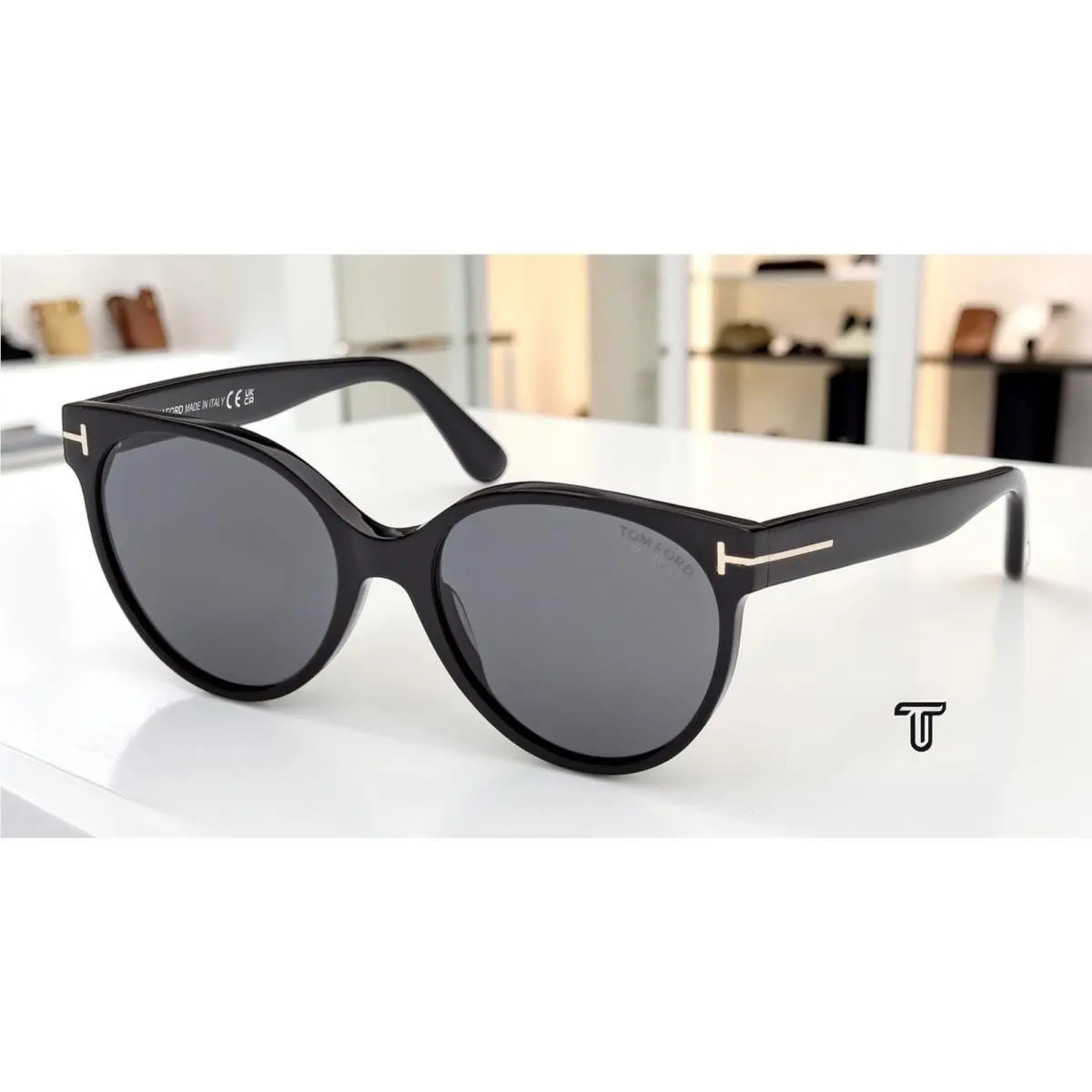 FT1311 01D Acetate Shiny Black Smoke Polarized 56 mm Women`s Sunglasses by Tom Ford