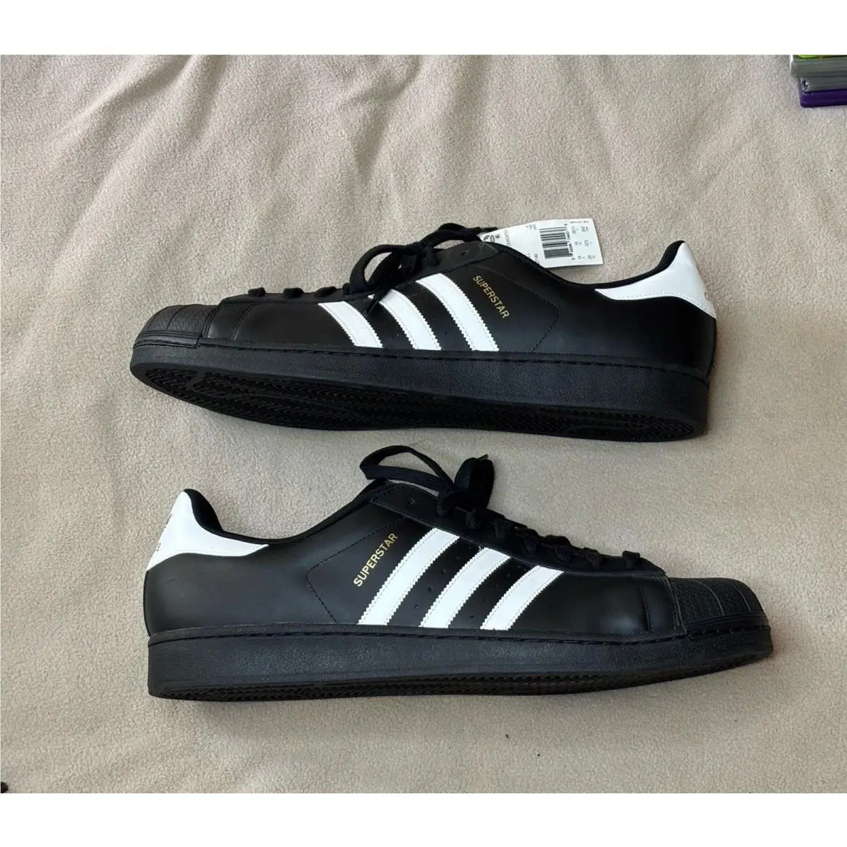 Adidas Superstar Foundation Shoes Black White Mens Size US 20 B27140