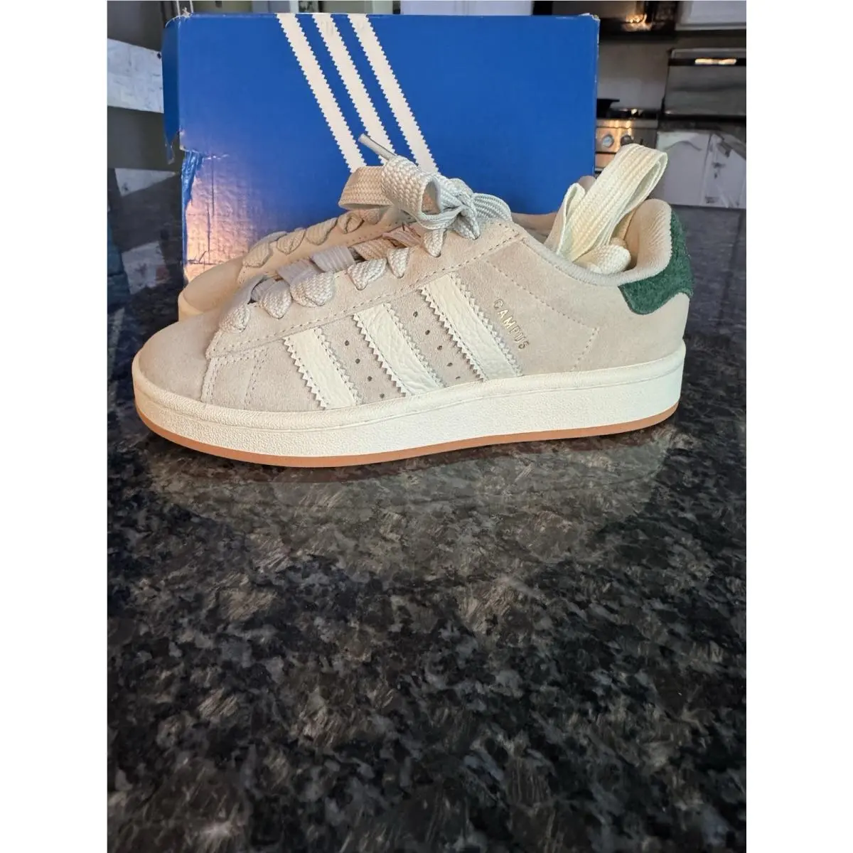 Campus 00S Lace Up Mens Sz. 5 Sneakers Casual Shoes JS3786 Tan Green by Adidas