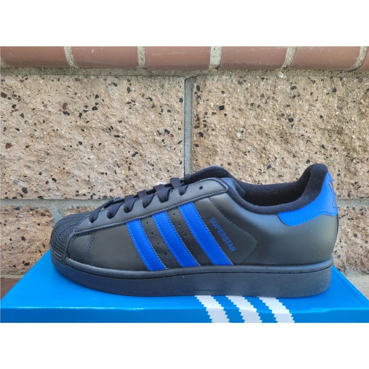 Adidas Superstar 2 Shoes Men’s Size 10 Core Black Blue Cloud White JQ2310