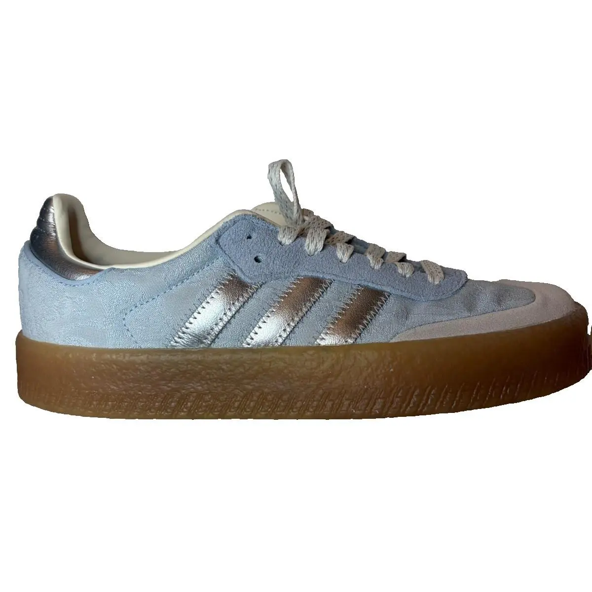 Adidas Sambae W x Liberty London Women`s Size 8.5 Crystal Sky Silver IH1967
