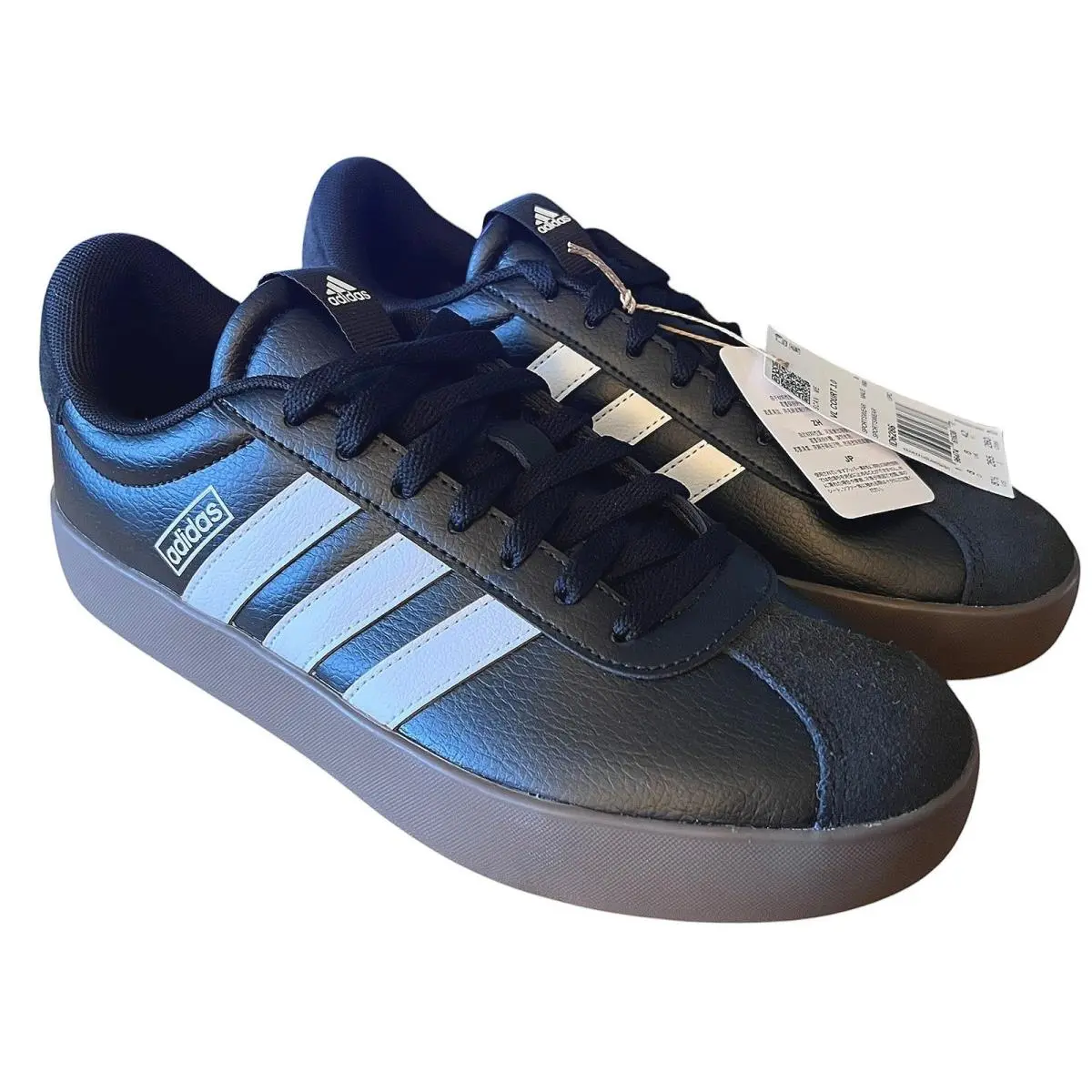 Adidas VL Court 3.0 Mens Sneakers Black White Gum ID6286 Size 8.5