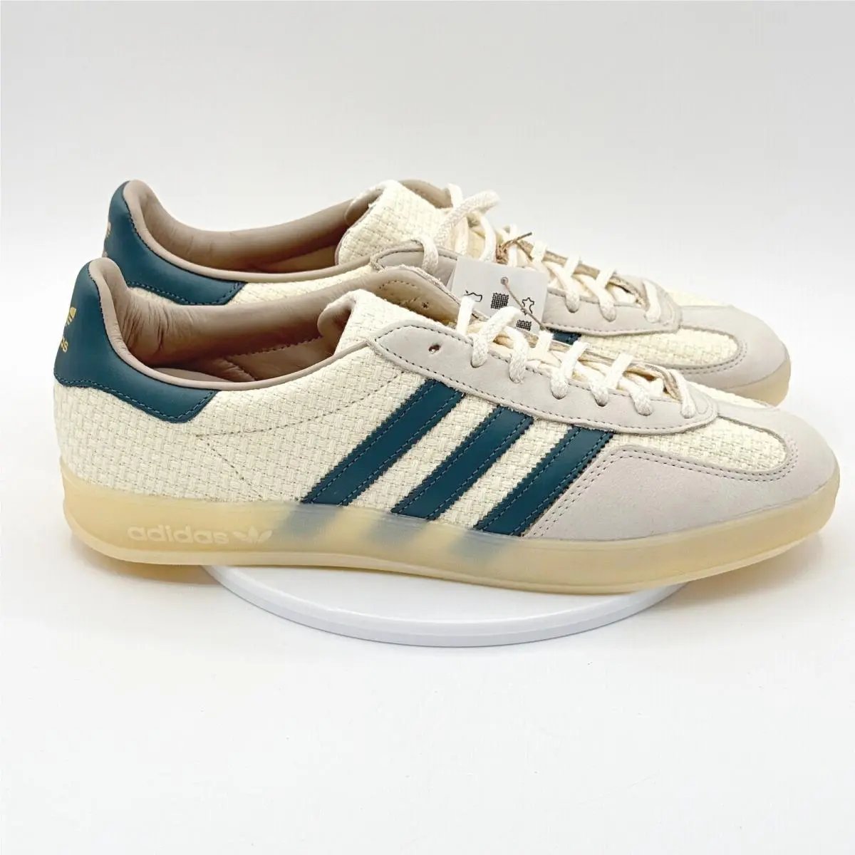Adidas Gazelle Indoor / Size 13 Men / Woven Cream White Teal JR3837