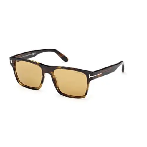 FT1205 Calder 56E Coloured Havana/light Brown Square Men`s Sunglasses by Tom Ford