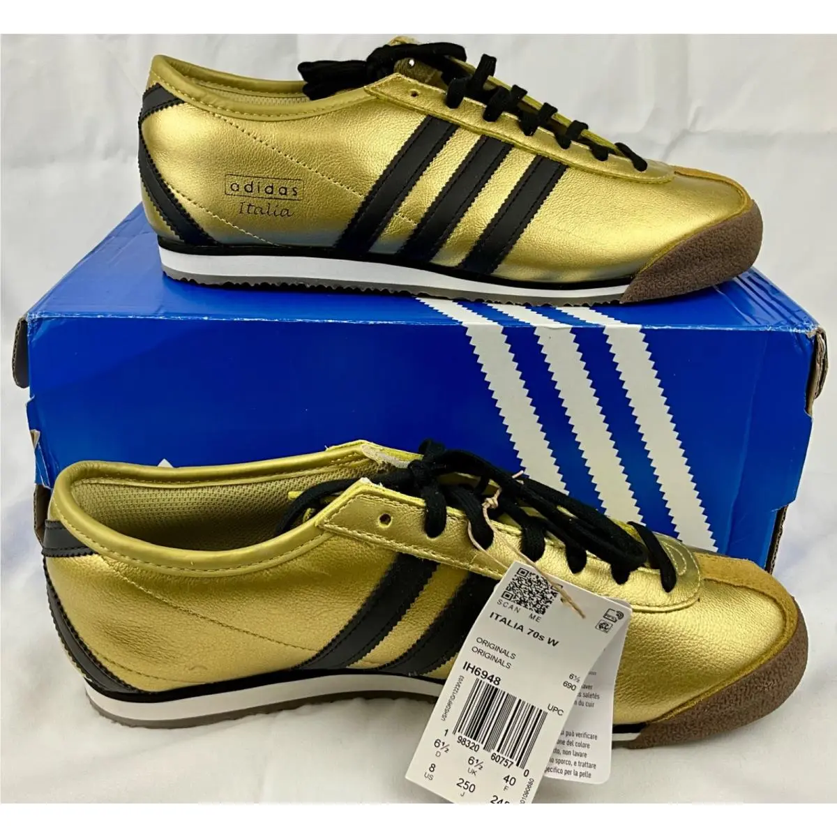 Italia 70S Lace Up Women’s Size 8 Gold Black Sneakers Shoes IH6948 by Adidas