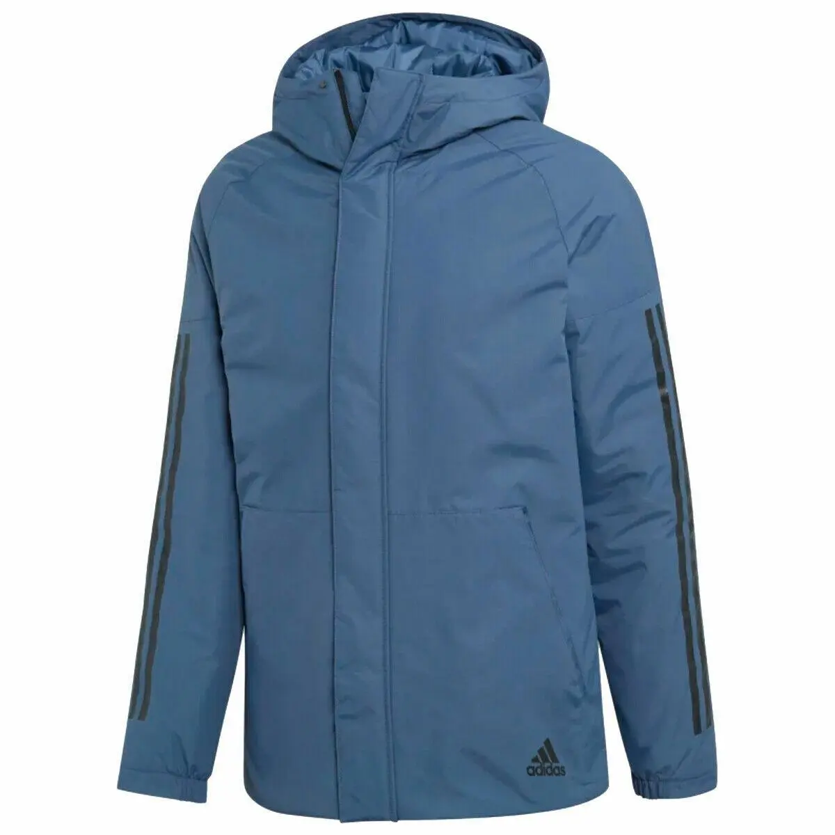 Men`s Outdoor Xploric 3-Stripe Blue Hooded Jacket DZ1428 2XL by Adidas