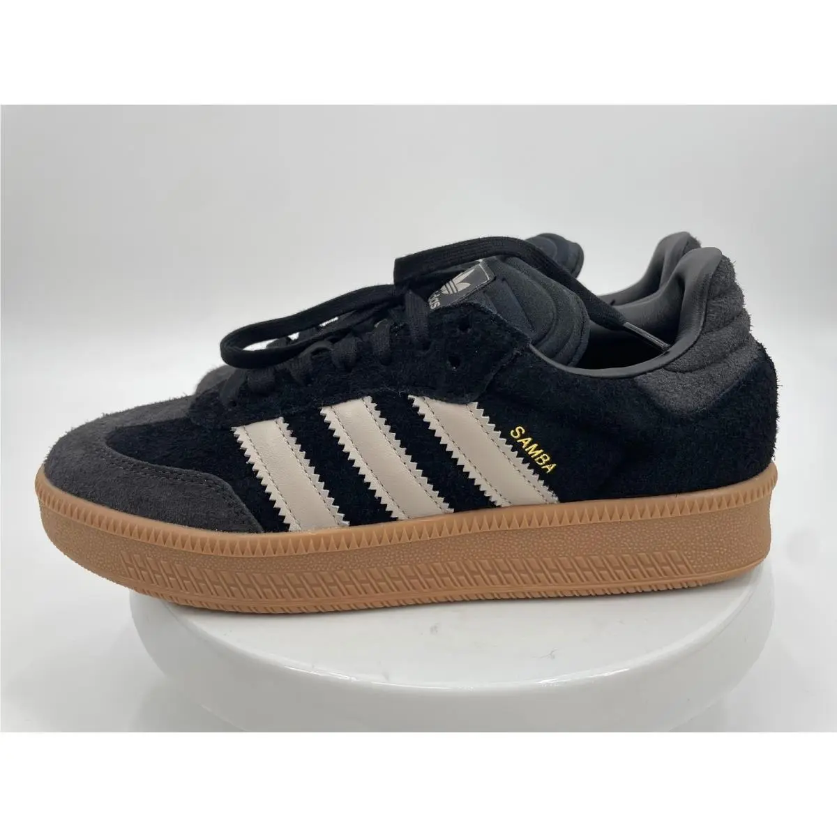 Adidas Samba Xlg Shoes Mens 9.5 Black Suede Chuncky Platform Gum Sole Trendy