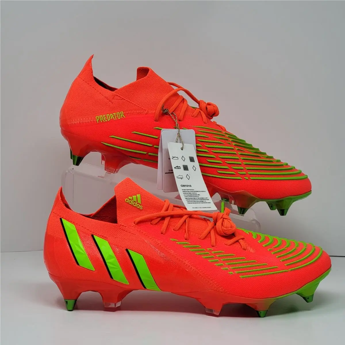 Adidas Predator Edge+ SG Solar Red Soccer Cleats Men`s Size 12/Women`s 13 GW1038