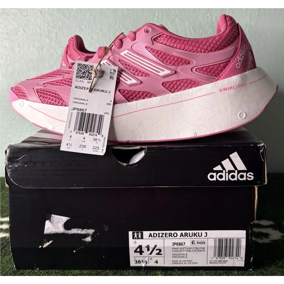 US Youth 4.5/Women`s 5.5 - Adidas Adizero Aruku J Bliss Pink JP6867