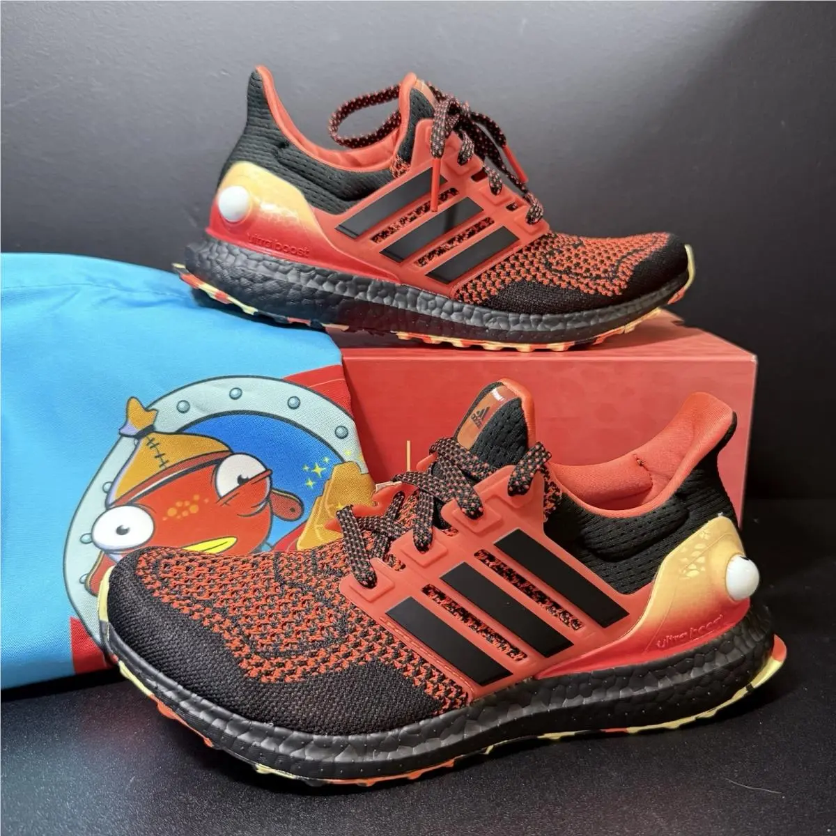Fortnite Adidas Ultraboost 1.0 Fishstick Mens Size 7 Orange Black White JQ0715