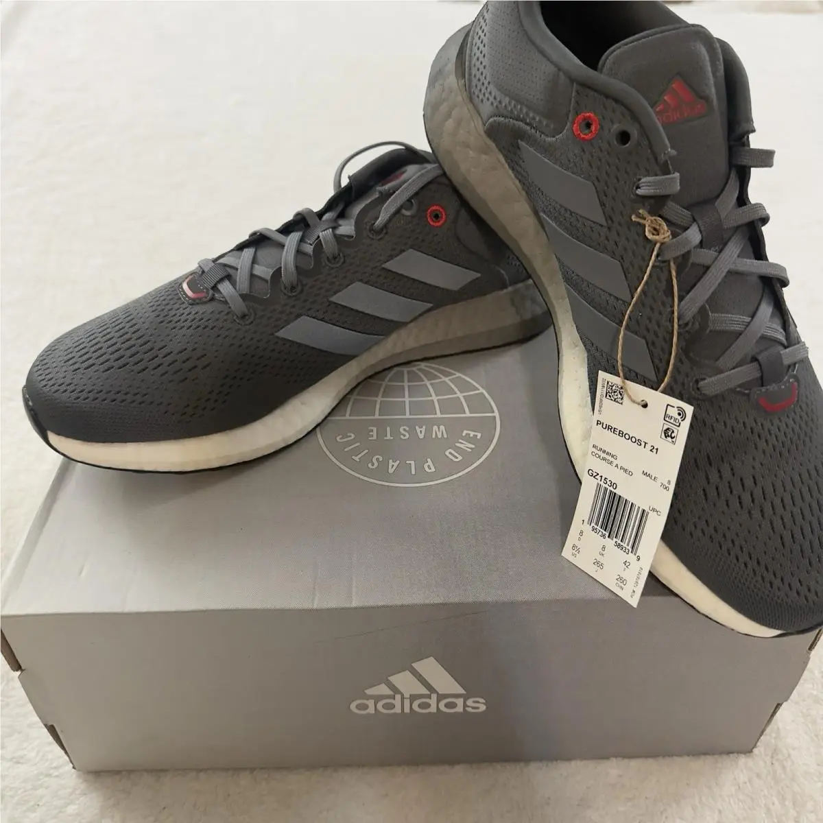 Adidas shoes - adidas PureBoost 21 - PureBoost - GZ1530 - GREY FIVE / VIVID RED 0