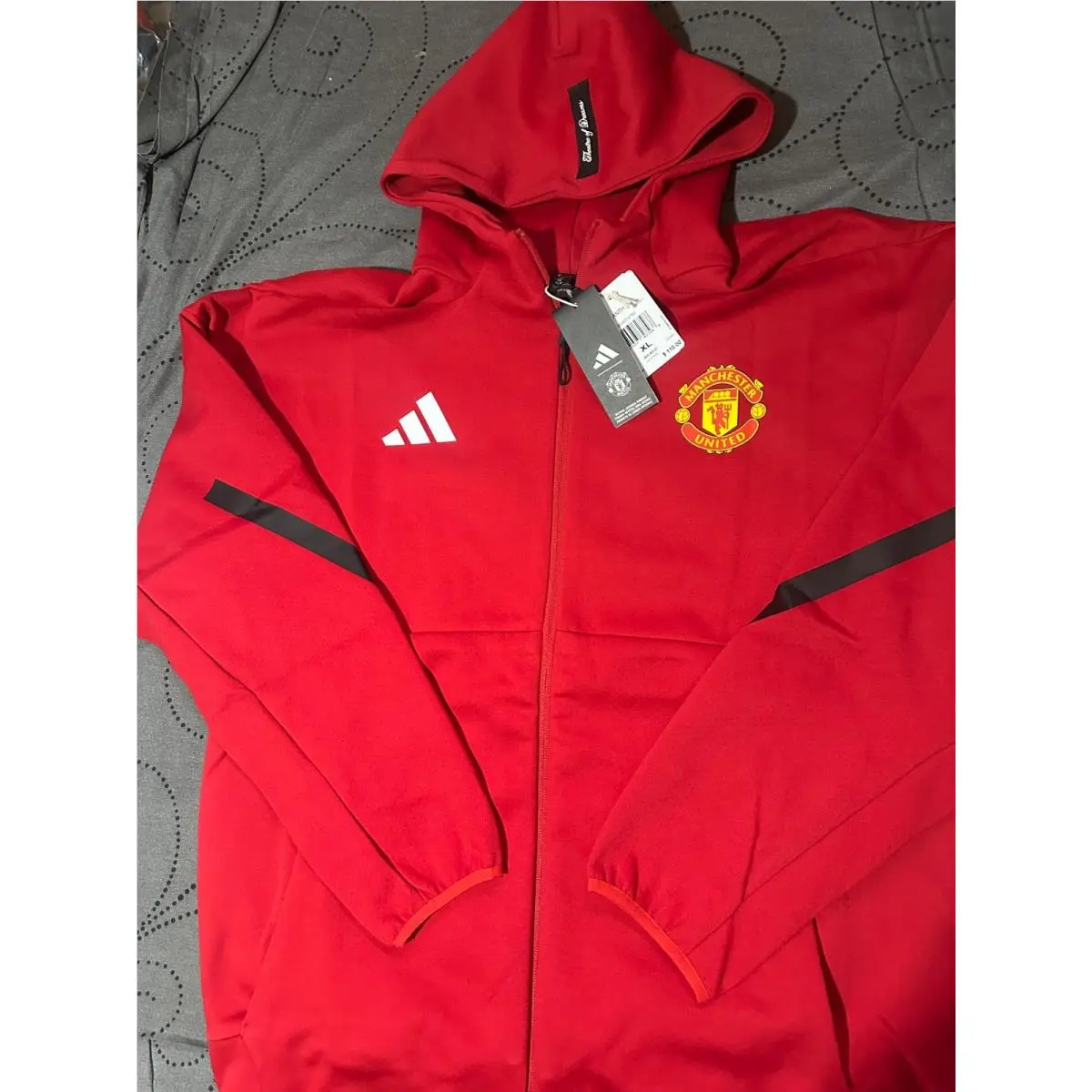 Adidas Manchester United Soccer Red Jacket Hoodie Size XL Men