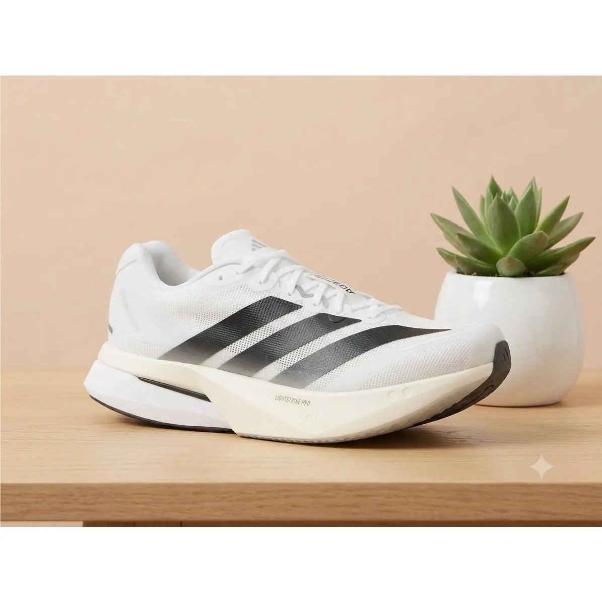 Adidas Men`s Adizero Boston 13 Running Shoes White 12 US - White